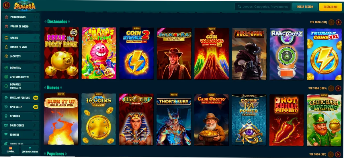 Spinanga Casino plataforma